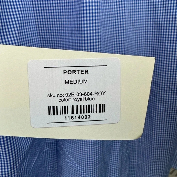 Five Four Men’s Long Sleeve Button Down Dress Shirt Blue/White‎ Check NWT Medium - Picture 5 of 7